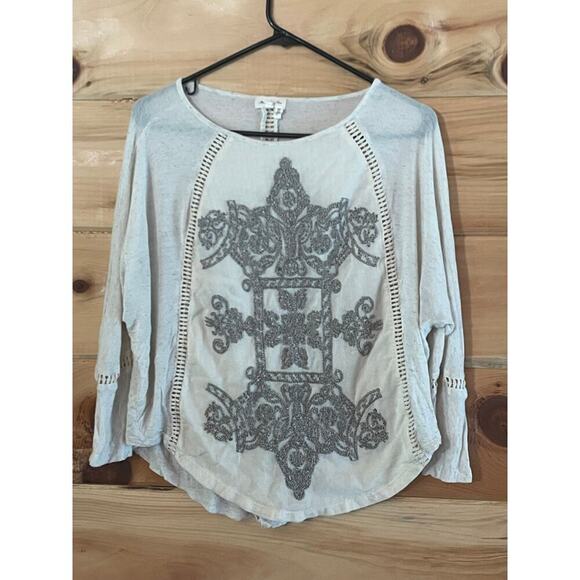 Anthropologie Meadow Rue Saba Embroidered Pullover Shirt Top. Size S.Dolman goth - Picture 1 of 8